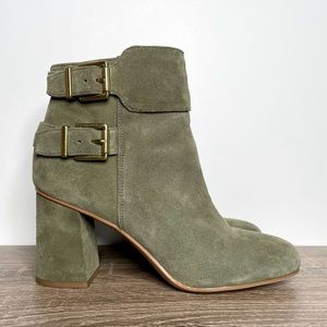 FRANCO SARTO Green Kline Suede Ankle Booties 7